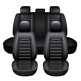 Full Set Of 5 Car Seat Covers,Fits For VW Amarok Bora golf golf plus golf SV Jetta Passat Polo Tiguan,Universal Leatherette Car Seat Covers - Durable, Waterproof, Breathable Covers (Black)