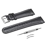 Suunto X-Lander Watch Strap, 22 mm Replacement Leather Strap for Suunto X-Lander, for Men and Women – Black