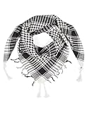 LOVARZI Shemagh Scarf for Men and Women - Black and White Desert Bandana Arab Head Scarf - Keffiyeh Palestine Mens Scarves - Palestinian square cotton