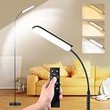 LED Uplighter Floor Lamp Adjust freely, 18W 1800LM Dimmable Floor Standing Lamp with Remote & Touch Control, 1min Installation, Standard Eye Caring Reading Lamps Living Room Modern for Bedroom (Black)
