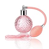 Lamoutor Vintage Perfume Spray Bottle 100ml Pink Vintage Refillable Perfume Bottle with Long Tassel