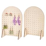 PH PandaHall 2PCS 116 Holes Wooden Earring Organizer Stand Pegboard Display Stands Ear Studs Display Holder Jewellery Rack Earring Showcase Board for Selling Necklace Earring Arch 18x13cm