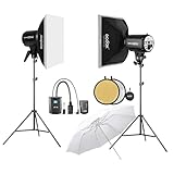 Godox E250 Strobe Softbox Lighting Kit, Professional Studio Strobe Lights Kit for Photography, 2x250Ws 5600K±200 Compact Monolights with Flash Trigger, 50cm*70cm Softbox, 2m Light Stands