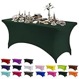Stretchable Tablecloths,Dark Green Spandex Fitted Tablecover 6ft Washable Stretch Spandex Table Cover Fitted for Rectangle Table,Universal Elastic Spandex TableCover for Wedding Banquet Holiday Party