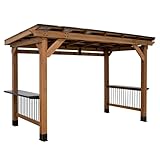Backyard Discovery Saxony XL 100% Cedar Wood BBQ Gazebo | Hardtop Outdoor Shelter for Garden and Patio | Barbecue & Grill Party | Steel Roof | Weather Resistant | Powerport | 3.7m x 1.9m (12ft x 6ft)