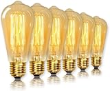 ST64 Vintage Light Bulbs with E27 Edison Screw Cap, Squirrel Cage Shaped Filament Bulb, 2700K Warm White Dimmable, Pack of 6