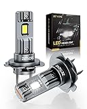 Zethors H7 LED Headlight Bulb 20000LM 6000K Xenon White Mini H7 Headlight Bulb Non-Polarity Plug and Play Wireless Car High/Low Beam Halogen Replacement H7 LED Canbus with Fan Waterproof IP68, 2PCS