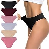 flintronic 6 PCS Women's Underwear, Nylon Breathable Knickers Multipack, Stretchy Mid-Low Rise Hipster Panties, Soft Comfortable Ladies Basic Briefs for Daily Wear, M