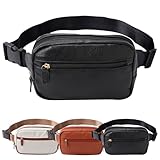 Mayoii Leather Cross Body Bags for Women Mayoii Lightweight Fanny Pack for Women Water Resistant Waist Belt Bag Bumbags for Ladies and Bumbags for Men (Black, One Size)