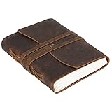 Handmade Leather Journal/Writing Notebook Diary/Bound Daily Notepad For Men & Women Unlined Paper Medium, writing pad for artist, sketch (8 x 6, Brown Tan)