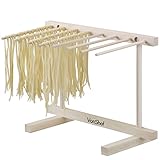 VonShef Pasta Drying Rack, Collapsible Wooden Noodle Stand for Homemade Spaghetti, Fresh Pasta Drying Tree, Beech Frame with Eight Large Foldable Arms