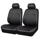 TVVXIO Car Seat Cover, for VW Bora Golf mk4 mk5 mk6 mk7 Jetta IV Santana Amarok Front Seat and Headrest Covers, Leather Waterproof NonSlip Front Protectors Interior Accessories,A Black