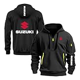 CCVQPF Men Cozy Hoodie Street Wear for SU.ZU.K.I Jumpers Tops Hoody Sport Outwear Long Sleeve Sweatshirt Hooded Jackets Half Zip Coats-HeiS||XL