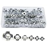 T Nuts, 4 Pronged Tee Nut, Tee Nut, 160 Pcs Four Pronged nut, Suitable for Wooden Furniture, Pipes, Construction, Sheet Metal, Lumber, Climbing Walls (M3 / M4 / M5 / M6 / M8 / M10)