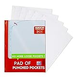 Oxford Tear-Out Pad of Poly Pockets, 60 A4 Punched Plastic Wallets, Heavy Duty