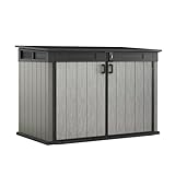 Keter Grande Store Outdoor Double Door Garden Furniture Storage Shed Grey Duotech+ Wood Look and Feel | Fade Free | All Weather Resistant | Safe and Secure | Zero Maintenance
