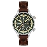 Cadola Men's 46mm Rally Timer Automatic Bottle Green Watch with Leather Strap CD-1059-04