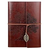 Thboxes Leather Journal Notebook A5, Refillable Diary, Travel Journals for Women Men Teenager 160 Pages Spiral Notebook, 100GSM Paper, 23 X 16 cm