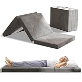 MOLPHIT Folding Mattress Single, 10CM Trifold Foldable Mattresses Single Bed, Guest Mattress Memory Foam with Washable Cover, Floor Mattresses for Travel, Camping, Guest Bed, Studio, Dorm