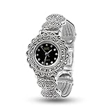 JadeAngel Ladies Women 925 Sterling Silver Bracelet with Marcasite 925 Silver Vintage Wristwatch