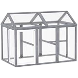 PawHut Large Chicken Run, Wooden Chicken Coop, Pet Playpen w/Combinable Design - Grey
