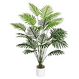 Tuocal 28" Artificial Plant Areca Palm Tree Fake Palm Tree in Pot Tall Faux Plant for Outdoor Indoor Home Garden Office Decoration