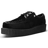 T.U.K. Anarchic Creeper - Men & Women's Velvet Black Lace Up Shoes With D Ring Eyelets - Punk, Rocker Style and Gothic - Size UK M4-W5