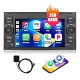CAMECHO 2+64GB Android Car Stereo for Ford Focus Fiesta Kuga Transit Connect Mondeo S-Max C-Max Galaxy 7" Touch Screen Car Radio with Apple Carplay Android Auto GPS Sat Nav Bluetooth WiFi FM