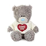 Me to You Tatty Teddy Plush 10cm-High Bear Wearing Cute 'Love You' T-Shirt - Official Collection, Grey