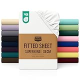 Utopia Bedding Fitted Sheet Super King, White - Deep Pocket 14 inch (35 cm) - Easy Care - OEKO-TEX Certified - Soft Brushed Microfibre Fabric - Shrinkage and Fade Resistant - Bottom Sheet