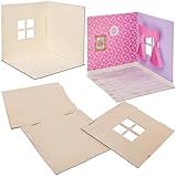 Baker Ross FN255 Mini Doll House Wooden Room Kit - Pack of 1, Kids Dolls House Kit, Handcraft Construction Kit