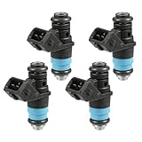 A ABSOPRO Fuel Injector No.8200139674 Fuel Injection Nozzle for Renault Clio Megane Scenic Modus 1.4L Black 4 Pcs