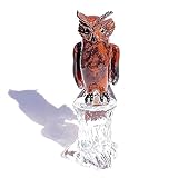 YourMurano - Murano Glass Owl Sculpture, Blown Glass Animal Figure, Handmade Glass Artwork, Brown Bird on a Crystal Branch