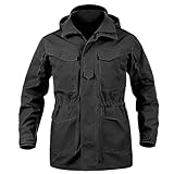 Ornrjfll Multicam Military Tactical Jackets Men Warm Waterproof Windbreakers Army Camo Parka Trench Coat Black M