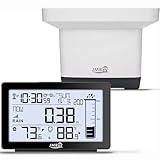 Wireless Rain Gauge Outdoor, Digital Rain Gauge Outdoors Best Rated with Thermometer,Accurate Self-Emptying Rain Measure Gauge for Garden,Remote Electronic Rain Meter,Freeze Proof Rainfall Measurer