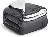 IR Imperial Rooms Sherpa Fleece Throw Blanket - Microfiber Fluffy Thick Blankets for Bed and Sofas Grey, Twin/Double, 150 x 200cm