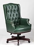 Chesterfield Antique Style PU Leather Managers Directors High Back Desk Office Computer Captains Chair (Green)