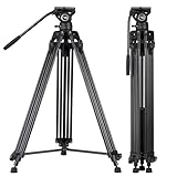 Cayer Video Tripod, BV30L 72"/184cm Professional Heavy Duty Aluminum Twin Tube Tripod with 360° Fluid Drag Head,Compatible with Canon Nikon Sony and Other DSLR Camera Camcorder, Load Up to 17.6lb/8kg