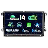 XTRONS 9" Android 14 DAB+ Car Stereo for VW Candy Golf Jetta Passat Touran Skoda Yeti Seat, Octa Core 4+64GB Radio Player 4G AKM DSP 2K CarAutoPlay Auto GPS Navigation Bluetooth New UI Cooling System