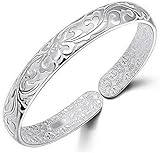 Women Jewelry 925 Silver Sterling Silver Bracelet Fashion Cuff Bangle Chain Bracelets