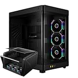 GAMDIAS NESO P1 PRO Gaming EATX Full Tower Computer PC Case, Dual Chamber, 2 Way Setup, Panoramic Display Side Tempered Glass, Touch-open Swing Door, Spacious Cable Management, 3x P2 Fan w/Hub, Black