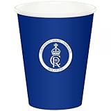 SHATCHI 20pcs King Charles III Blue Paper Cups 9oz King's Coronation UK British Royal Party Supplies Tableware Decorations Souvenir