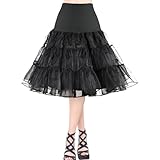 AYBUY 50s Women Retro Petticoat Underskirt,Vintage A-line Underskirt Classic Elastic Rockabilly Tutu Skirt for Ladies Half Slip Dress-up Parties Dancing, Halloween Party, Dancing,Black,XL