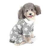 Zunea Small Dog Pyjamas Jumpsuit Puppy Hoodie Coat Clothes for Dogs Girl Boy Winter Warm Pajamas Outfits Overall Jumper Soft Pet Apparel Gray M (Pls Check the Size of Chest and Back Before Order)