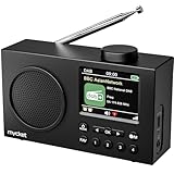 Mycket DAB Radio Portable, DAB Plus Digital Radios with Bluetooth, USB Rechargeable FM Radios, Battery Powered Small Radio,Dual Alarms Clock,Sleep Timer, 40 Presets Stations, 2.4" Large Colour Display