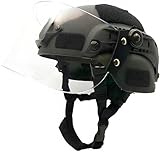 LEJUNJIE Tactical MICH 2000 Fast Helmet with Clear Riot Visor Face Shield Sliding Goggles For Airsoft Paintball CS War Games Outdoor Sports.