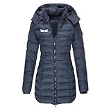 ANHATUIV Women's Winter Jacket with Hood Parka Women Lightweight Long Quilted Jacket Water Resistant Transitional Down Jacket with Hood Perfect For Cold & Wet Weather L