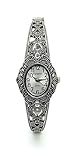 Varsales Ladies Elegant Oval Marcasite Stretch Elastic Band Fashion Watch (Silver), Silver