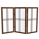 Oriental Furniture 2 ft. Tall Desktop Double Cross Shoji Screen - Walnut - 3 Panels