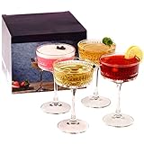 GOSOYO Vintage Coupe Glasses Set of 4, Champagne, Cocktail, Martini, Wine Glasses, Long Stem Glassware (8.8oz/260ml) (4 Pcs)